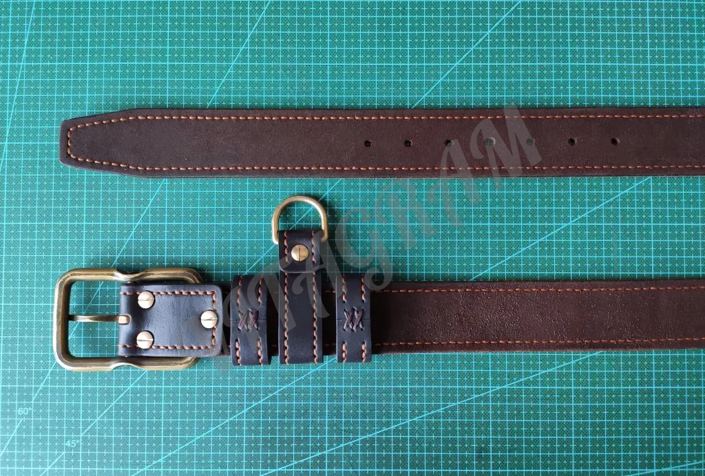 Ремень из кожи буйвола, ручная работа