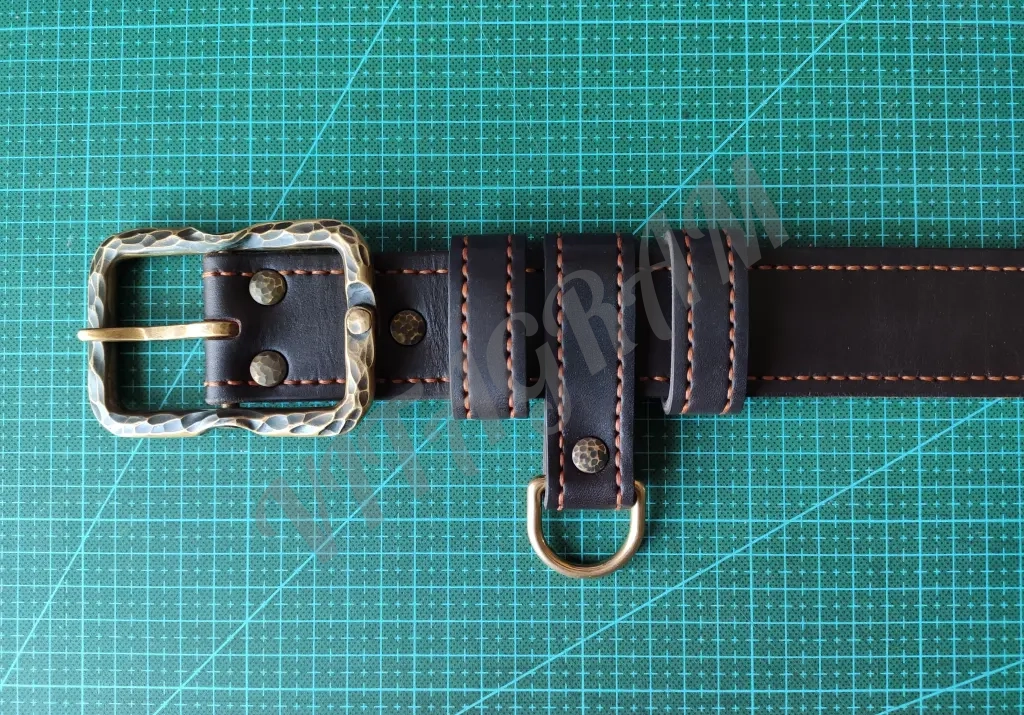 Ремень из кожи буйвола, ручная работа