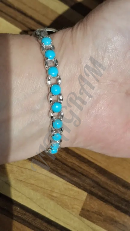 Браслет Женский новый Серебро 925 Бирюза 16-16.5см.р.