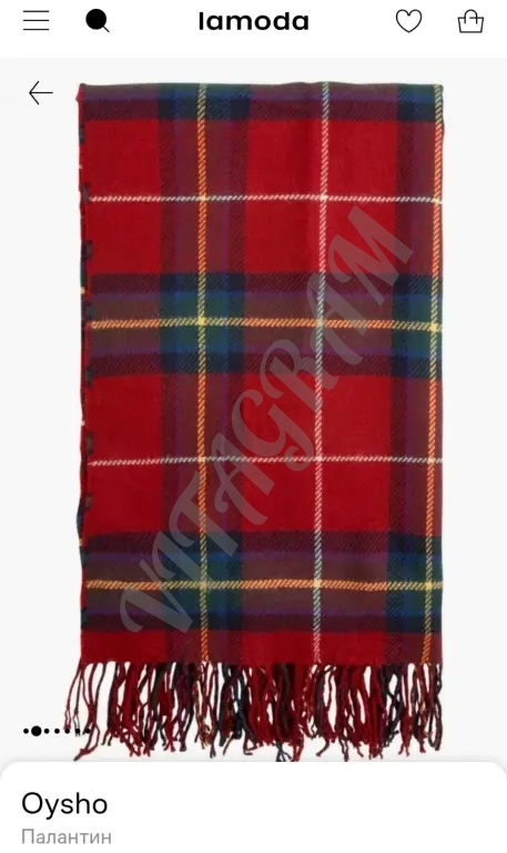Плед палантин красный в клетку от Oysho