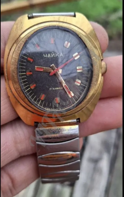 Мужские часы “Чайка”, 17 камней, позолота AU-10 – рабочие