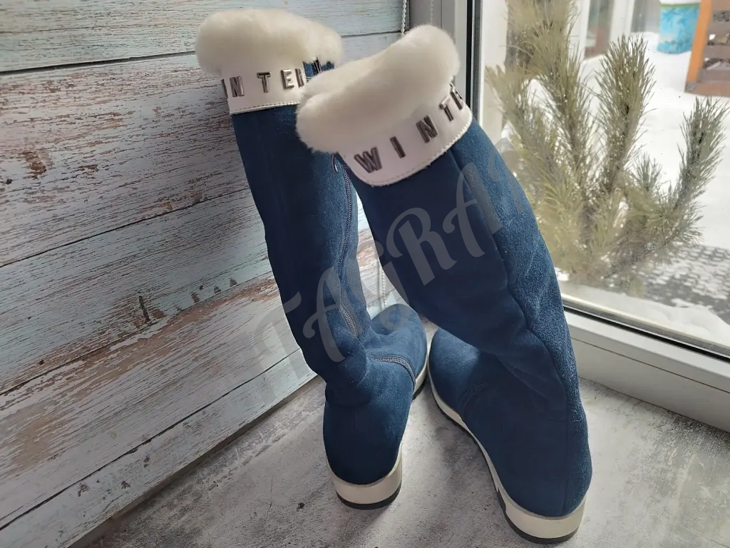 Женские сапоги натуральная замша