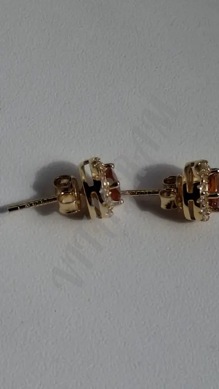 Пусеты женс новые серебро 925 в позолоте Натур Гранат циркон