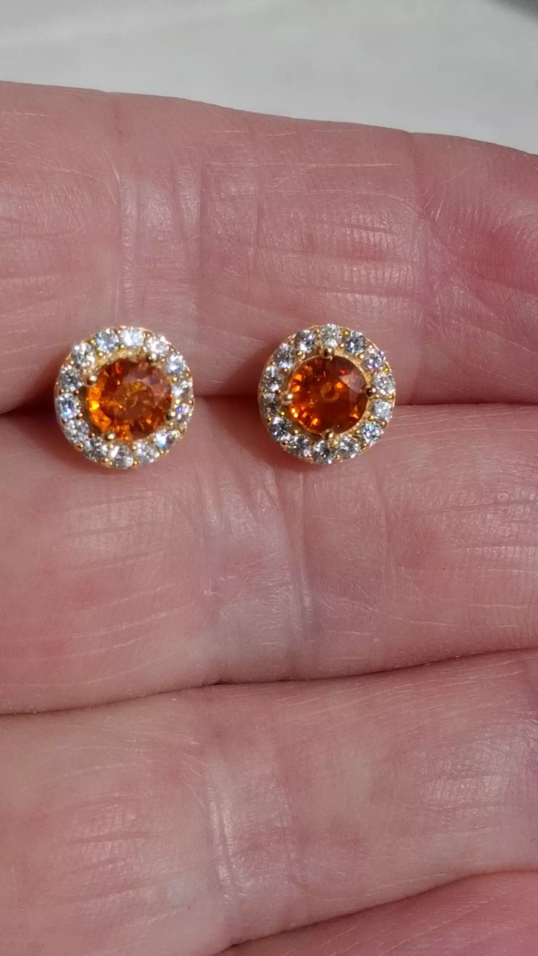 Пусеты женс новые серебро 925 в позолоте Натур Гранат циркон