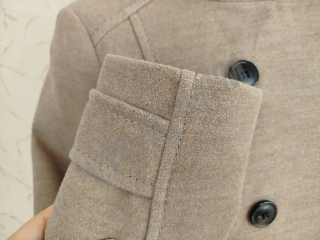 Пальто женское со стойкой H&M бежевое М