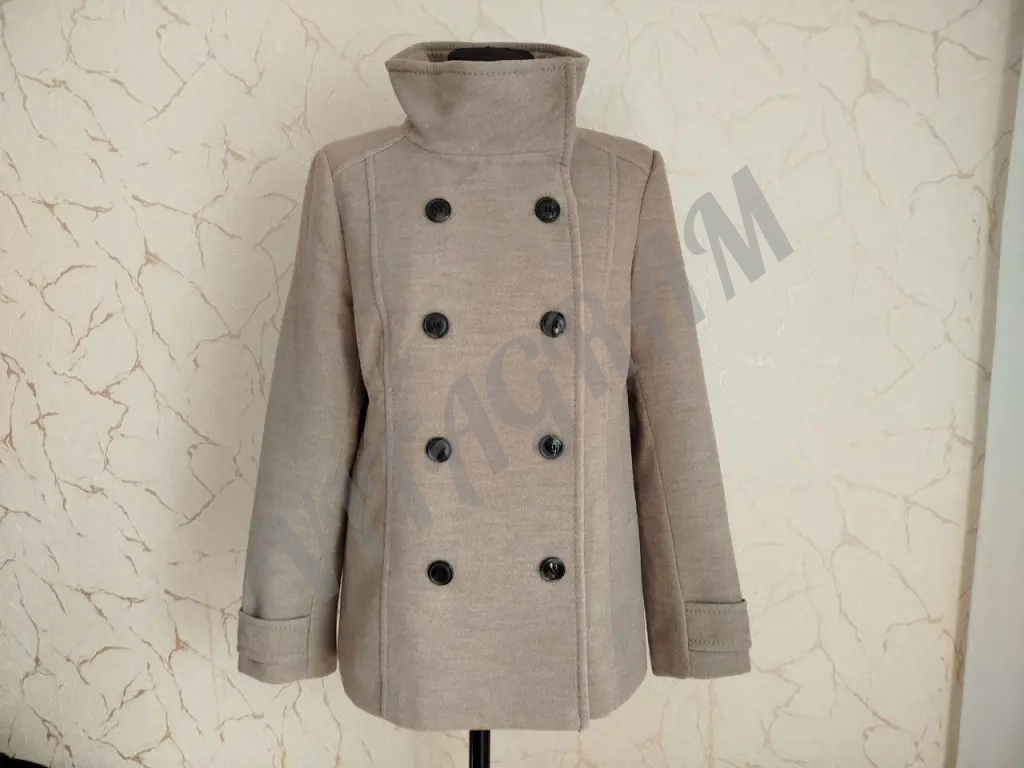 Пальто женское со стойкой H&M бежевое М