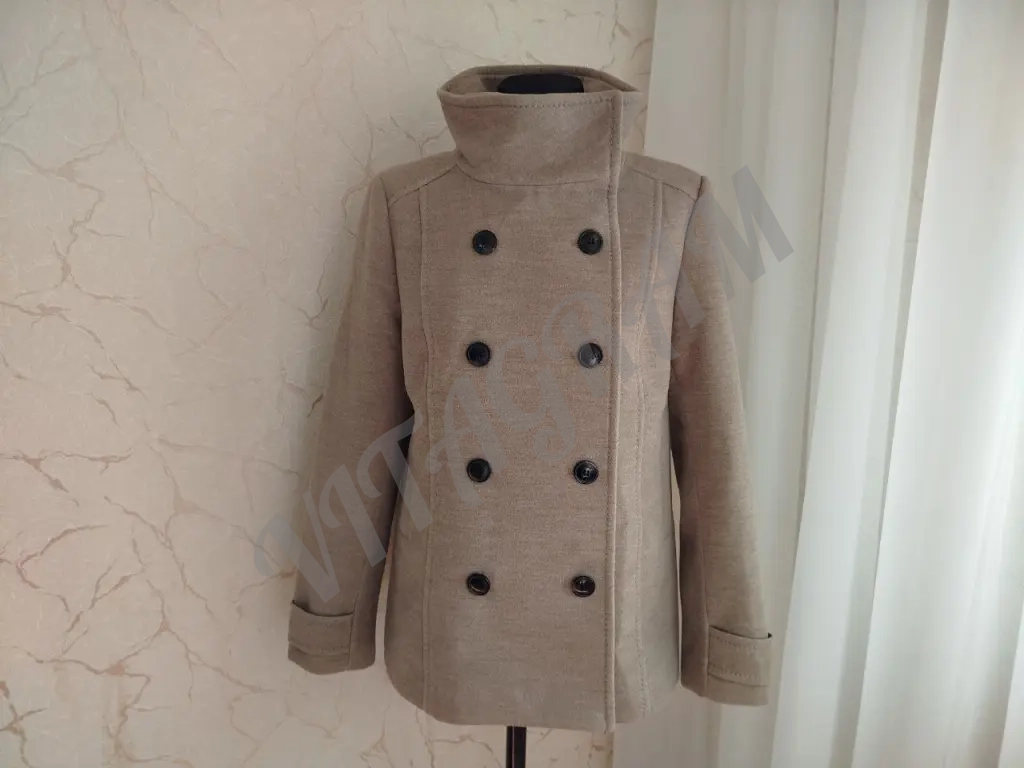 Пальто женское со стойкой H&M бежевое М