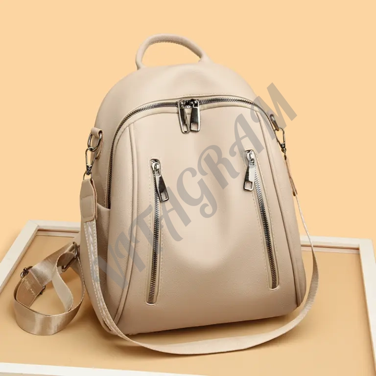 Женская бежевая сумка рюкзак