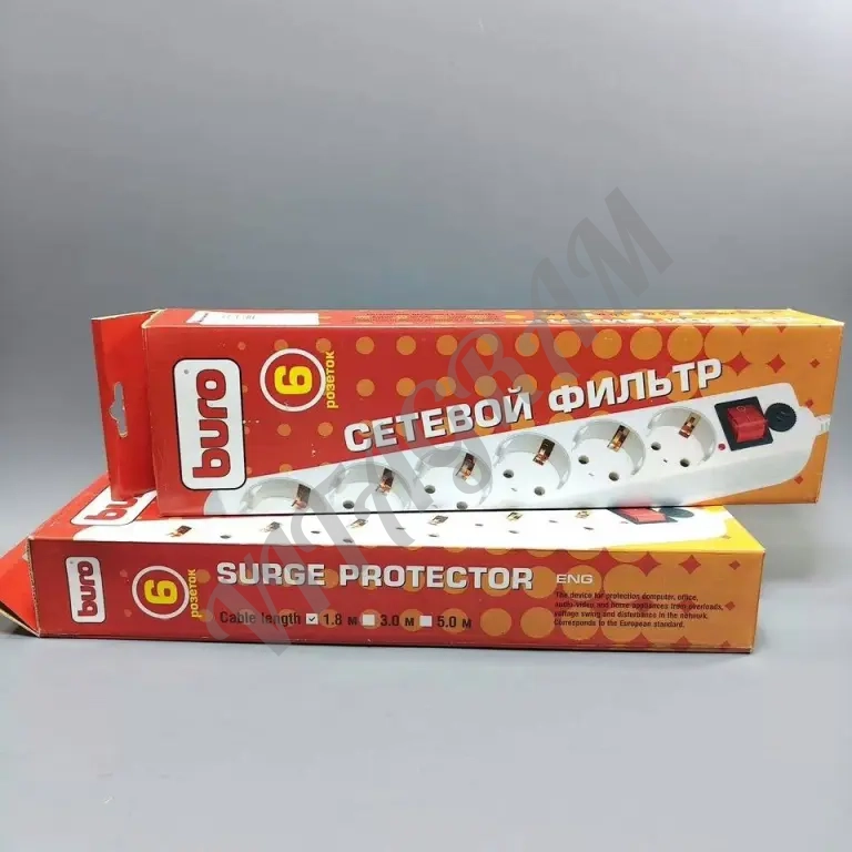 Buro 6 Розеток (1.8м) - белый