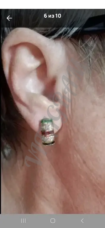 Серьги, подвеска Желт зол 14К(585) Натур Брл, Руб,Изум,Сапф.