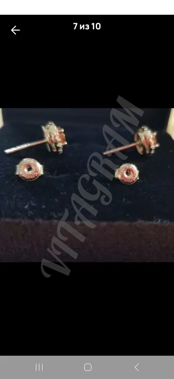 Пусеты женс новые серебро 925 в позолоте Натур Гранат циркон