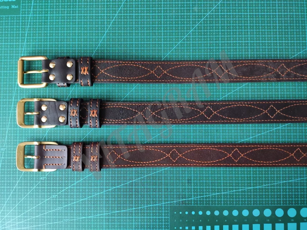 Ремень с офицерской прошивкой 40 мм ручная работа