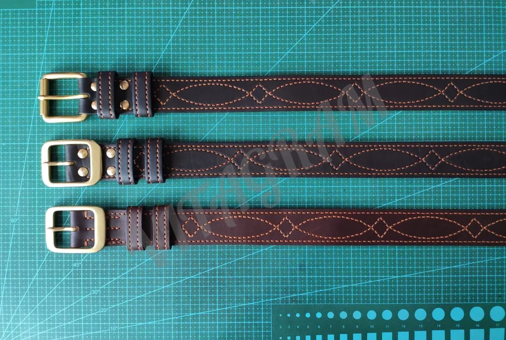 Ремень с офицерской прошивкой 40 мм ручная работа