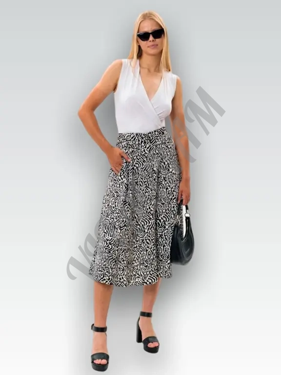 Юбка миди с принтом «зебра»
