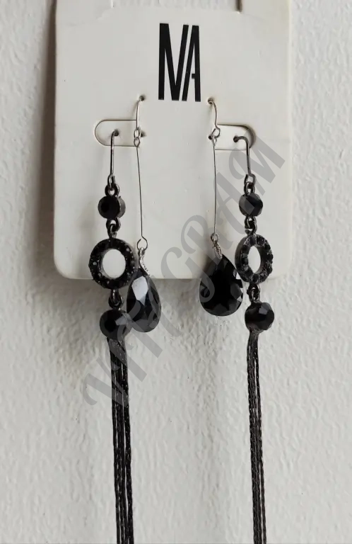 Серьги длинные капли с ониксом, серьги кисти, Италия