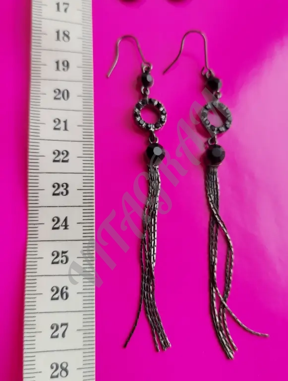 Серьги длинные капли с ониксом, серьги кисти, Италия