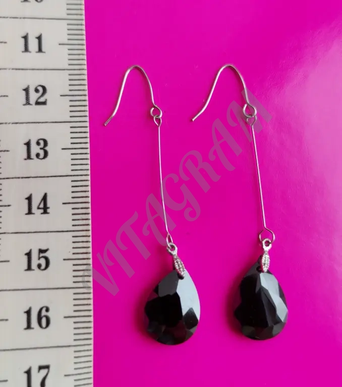 Серьги длинные капли с ониксом, серьги кисти, Италия