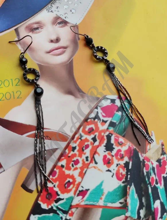 Серьги длинные капли с ониксом, серьги кисти, Италия