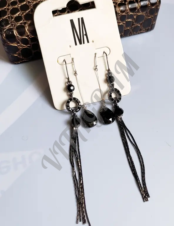 Серьги длинные капли с ониксом, серьги кисти, Италия