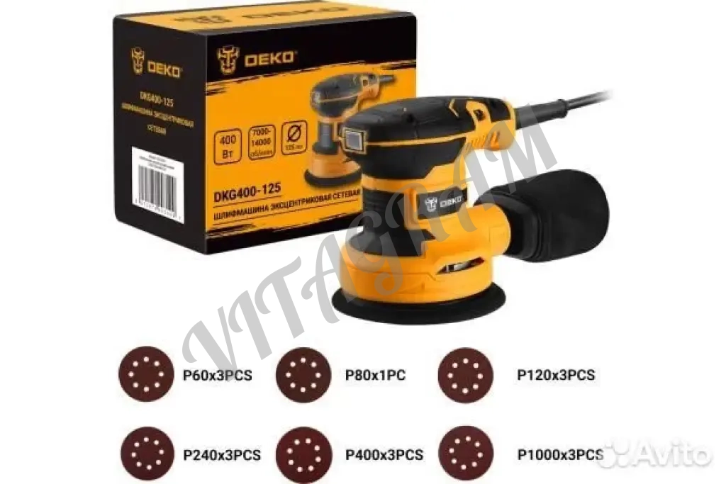 Шлифовальная машинка Эксцентриковая Deko DKG-125